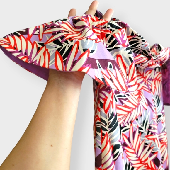 NWOT GUESS Clara Strapless Ruffle Sleeve Mini Dress Red Purple - Picture 5 of 16